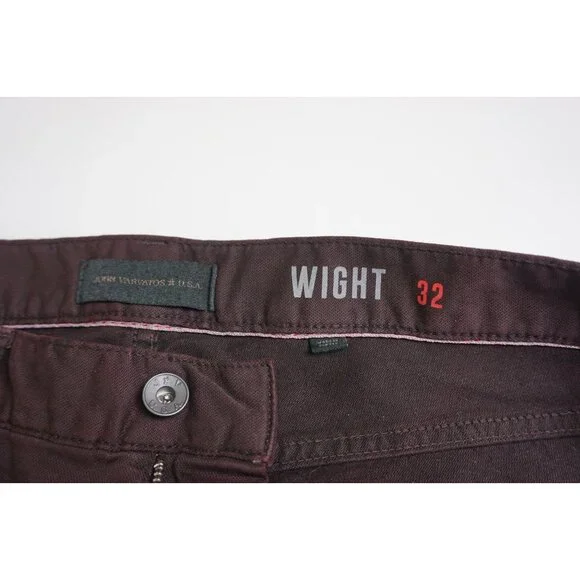 John Varvatos Wight Skinny Straight Merlot Mens Cotton Pants Sz 32 Brand New